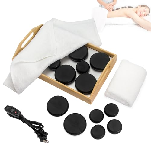 Goodtar Hot Stones Massage Set with 12 Stones & 2 Towels â€“ Professional Tools for Deep Tissue Pain Relief | Hot Rocks Massage Stones Warmer Kit with Heater for Home Spa Warming