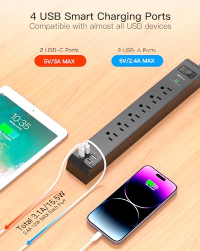 Image of mifaso Cruise Approved Power Strip - Outlet Extender Multi Plug Outlet, USB Wall Charger (MRF-022)