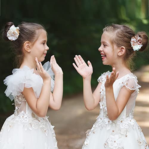 Hair Scrunchies Set - 3Pcs Flower Hair Ties Set, Elastic Floral Ponytail Holders, Hair Accessories For Women Girls Wedding Festival Gifts #TOP3