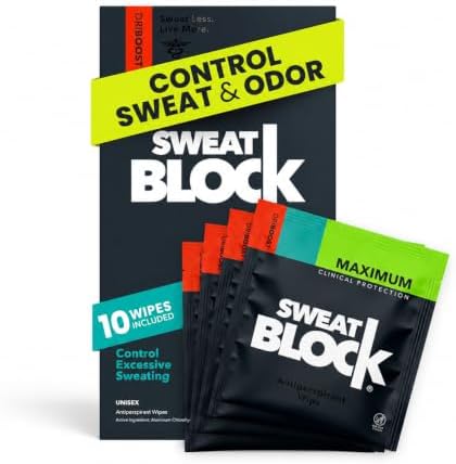 SweatBlock Maximum Clinical Strength Antiperspirant Wipes, Original 10 Ct
