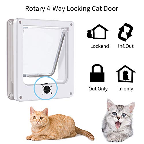 Portas de gato URBEST, (versão atualizada) porta magnética para animais de estimação com trava rotat