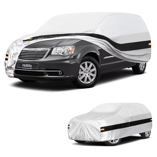 Image of 10 Layers Minivan Car Cover Custom Fit for Chrysler Town & Country,Voyager,Grand Voyager, Waterproof All Weather for Automobiles, Outdoor Full Cover Sun Dust Protection with Cotton. Silver