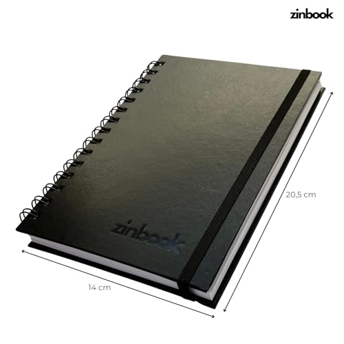 Sketchbook Caderno De Desenho A5 Capa Dura Folha Branca Sem Pauta 150g Wire-o zinbook