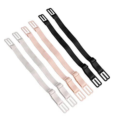 6pcs-Women's Non-slip Elastic Bra Strap Holder Racer Back - Conceal Straps （ Black, Beige, White Each 2）