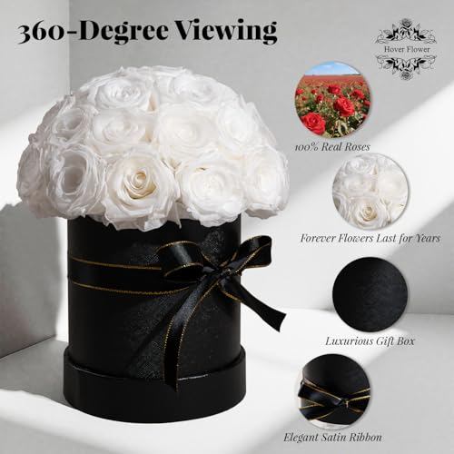 27 Preserved Flowers for Delivery Prime, Roses Dome Forever Flower Decor for Party Home Table Bedroom, Anniversary, Birthday, Wedding Gifts for Women Her (White) - Image 4