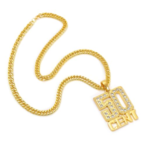 Generic Gold Unisex Adult Hip-Hop Dollar Sign Synthetic Crystal Necklace4