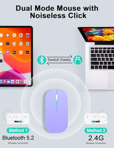 SOPPY Portable Bluetooth Keyboard and Mouse with Backlight, Rechargeable Mini Keyboard, Wireless Keyboards for iPad/Tablets/iOS/Android/Windows, UK Layout (Purple) - Image 4