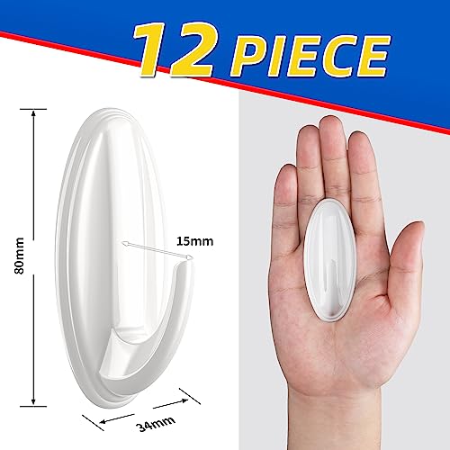 ALOCEO-12-Pack-Towel-HooksBathroom-Wall-Hooks-with-13-Clear-Adhesive-Strips-Waterproof-Removable-Washable-Sticky-Adhesive-Hooks-Hook-Holder-for-Hanging-Coat-Loofah-White