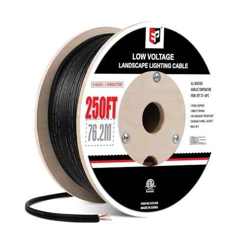 EP 14/2 Low Voltage Landscape Lighting Wire, Outdoor Direct Burial Cable, 250 Feet