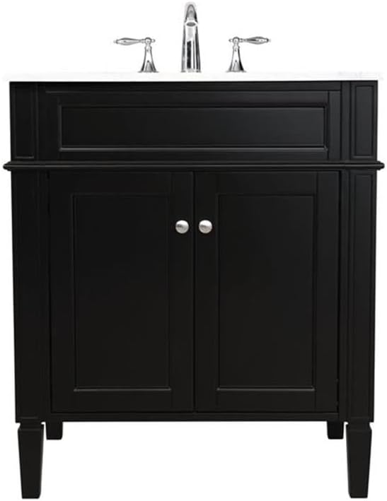 Elegant Decor Park Avenue 30" Solid Wood & Metal Single Bathroom Vanity in Black