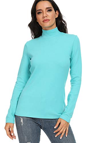 Image of Women's Cotton Mock Turtleneck Long Sleeve Basic Thermal Top