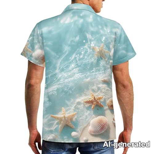 Image of Hawaii Matching Couple Outfits Husband and Wife Clothing Fashionable Mens Casual Shirts Hawaii Dress with Soft Fabric