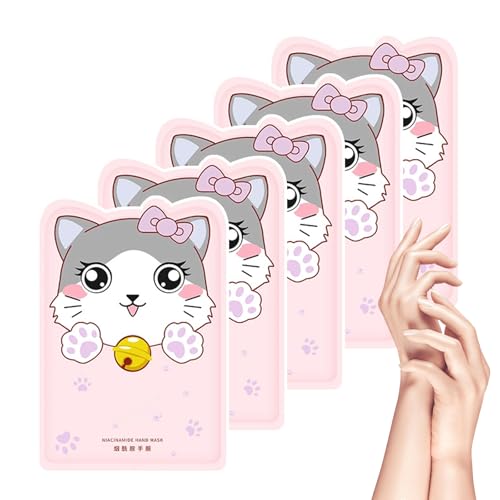 5PCS Maschere Idratanti per Le Mani, Guanti Idratanti per La Notte per Le Mani Secche E Screpolate, Niacinamide - Maschera a forma di artiglio (rosa)