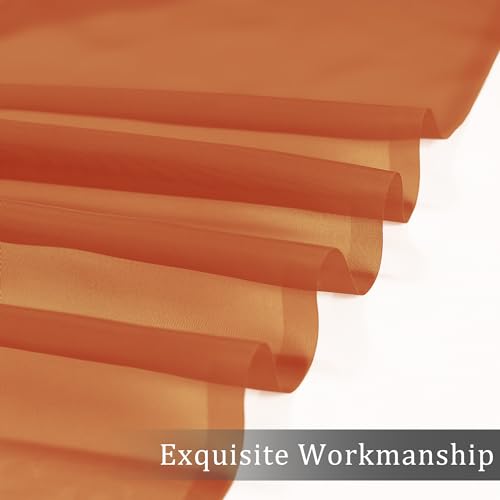 Image of OWENIE Sheer Curtains 90 Inches Long 2 Panels Set for Bedroom, Light Filtering Sheer Curtains Rod Pocket Voile Drapes for Living Room, Airy Soft-Touching Drapes, Orange, Each 42 inch W x 90 inch L