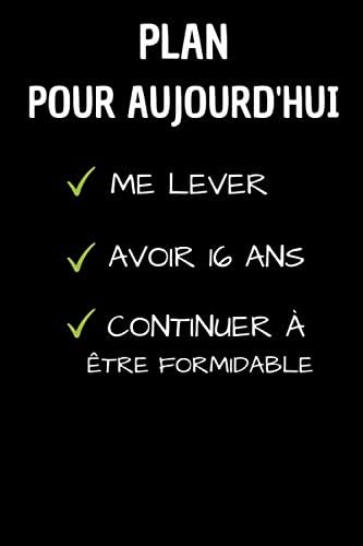 Plan Pour Aujourd Hui 16 Ans Carnet De Notes Papier Ligne Funny Cadeau D Anniversaire Noel Ou Appreciation Pour Homme Femme Garcon Fille Ami Et Collegue French Edition Anniversaire Cadeau Carnet 16 Ans