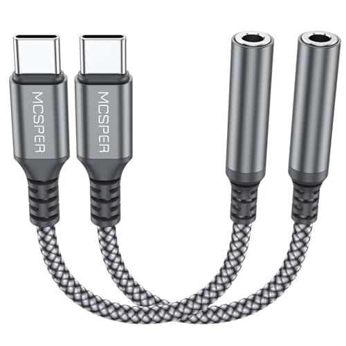 2-Pack USB Type C to 3.5mm Female Adapter,USB C to Aux Audio Dongle Cable Cord Headphone Jack Compatible with iPhone 17/16 Pro Max/15 Pro,Samsung Galaxy S25 S24 S23 S22 Ultra,iPad Pro MacBook