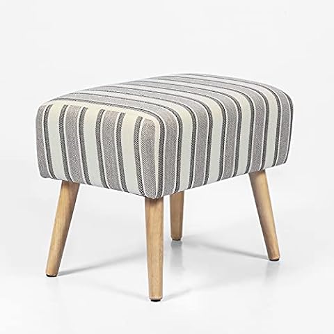 Joveco Ottoman Footrest Stool Small Fabric Footstool (Grey Stripe) Cover