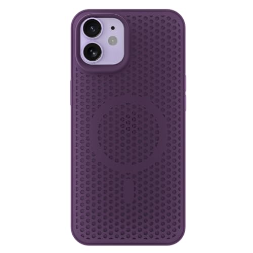 Image of Pikkme Back Cover for iPhone 12 /12 Pro | Honeycomb Cooling Design | Silicone Heat Dissipation | Mag-Safe Compatible | Shockproof Camera Protection Bumper Case (Purple)