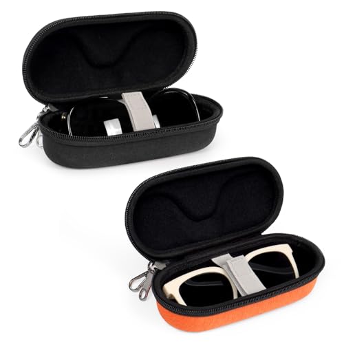 Image of Bukere Sunglasses Case, Hard Shockproof Glasses Case with Secure Strap & Carabiner Hook, Eyeglasses Storage Organizer