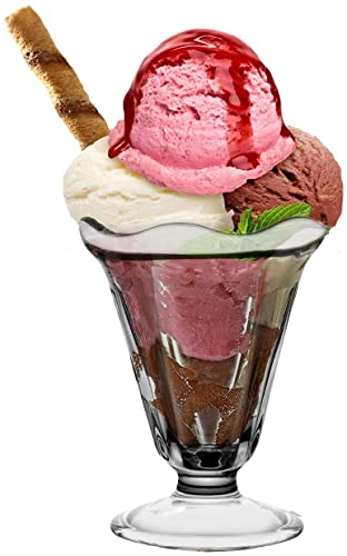 Image of MARTVIA 300ML Ice Cream Glasses Cups Dishes for Desserts, Milkshake,Fruit and Pudding Glass Serving Bowls, Perfect for Home, Restaurants and Parties Dishwasher Safe (Crystal Cups, Set of 4)