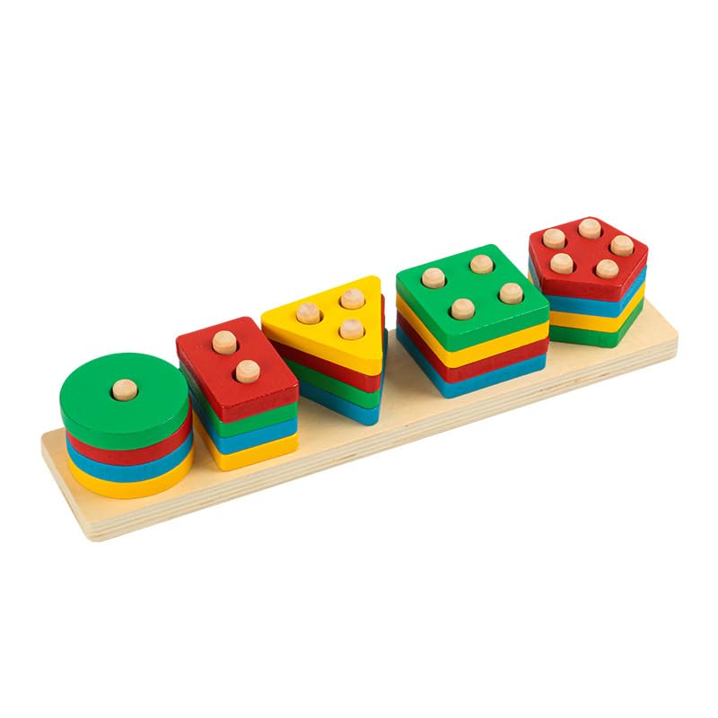 Image of kizh Wooden Sorting Stacking Toys Color Recognition Shape Sorter Gift Educational Learning Toy Puzzles for Toddler Kids Baby Ages 3 4 6