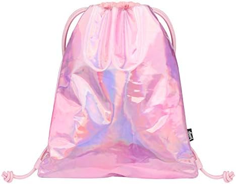 Baagl Holo Gym Bag for Girls and Women - Holographic Bag Backpack for Children and Teenagers - Waterproof Metallic Sports Bag, Shoe Bag