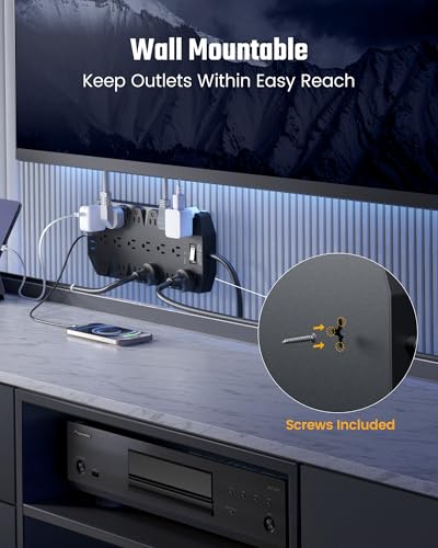 Power Bars with Surge Protector, SUPERDANNY 18 Widely-Spaced AC Outlets and 4 USB Ports(2A2C) - image 5