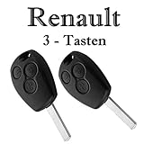 2x Renault Schlüssel Gehäuse Fernbedienung 3 Tasten Reparatur mit Bart KS04NO