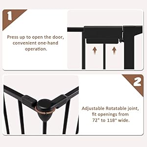 AUXSOUL 118" Wide Baby Gate Metal Safety Playpen - Fireplace Fence for Toddler/Pet/Dog, Fits 72"- 118" Wide, 5-Panel (30" H, Black)