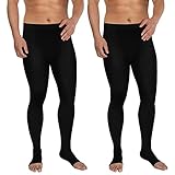 2 Pairs Compression Pantyhose 20-30 mmHg for Men Compression Leotard Men's Pantyhose Open Toe Firm...