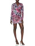 roberto cavalli kleider online Slim Fit Just Cavalli Damen Womens Fitted Rose Print Dress Kleid, Lila Variant, 66