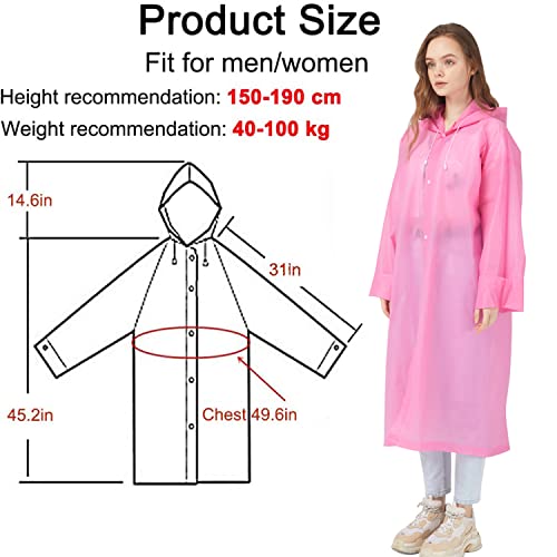 Cosowe Regenponchos Regenjacke Regenmantel für Damen Herren, Regenbekleidung Regencape Wasserdicht für Wandern Radfahren Camping und Reisen (Rosa)