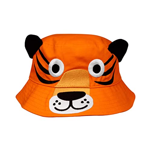 San Diego Zoo Tiger Youth Bucket Hat, Orange, Black & White Bucket, Embroidered Tiger Face with Ears, One Size - Main Image
