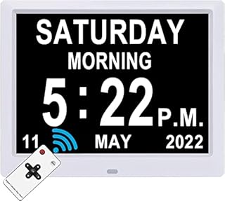 Aowasi Remote Control 9 Inch Digital Day Clock Non-Abbreviations Day and Date Dementia Vision Impaired Calendar Clocks Perfect for Seniors Elderly
