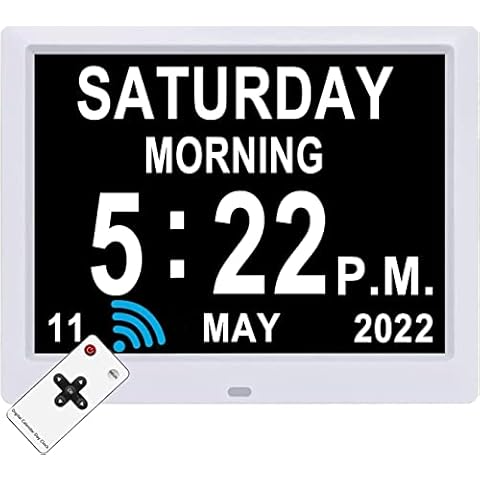 Aowasi Remote Control 9 Inch Digital Day Clock Non-Abbreviations Day and Date Dementia Vision Impaired Calendar Clocks Perfect for Seniors Elderly Cover