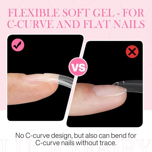 Image of Luckyfairy Half Cover Duck Nail Tips 504 Pcs Duck Press on Nails Clear Soft Gel Short Duck Nail Tips 11 Sizes Wide French False Nails for Acrylic Nails Professional for Y2K Art Salon