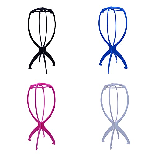 4PCS Soportes Pelucas Plástico, Soporte de peluca de viaje,Porta peluca plegable de plástico,portátil plegable duradera, stent estable, para peluca/peluca/sombrero pantalla soporte peluca