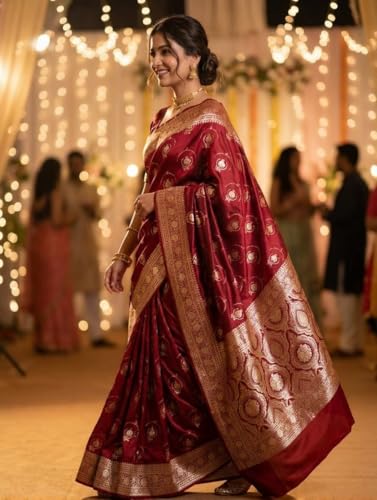REVIVE ME gold banarasi silk saree in katan silk – image 4