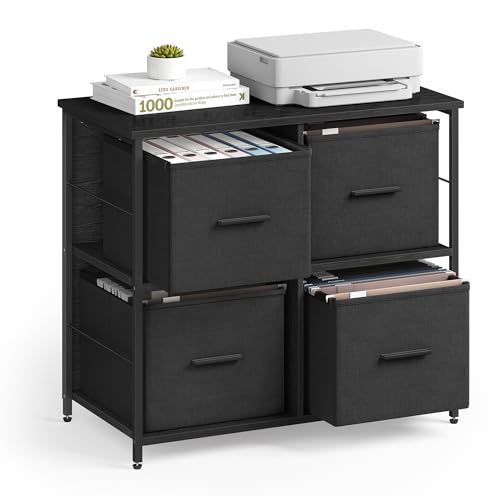 VASAGLE File Cabinet with 4 Drawers, Printer Stand, Cube Storage ...