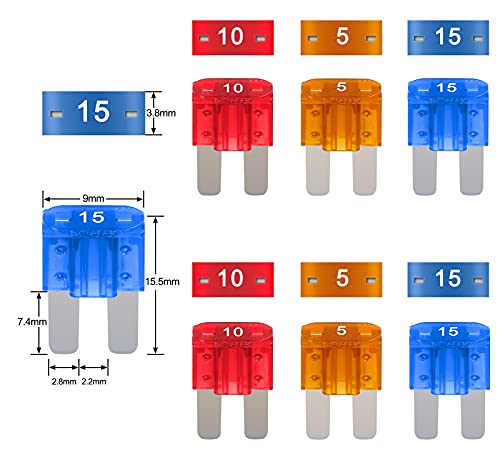 Portafusible Coche Circuito Cuchilla Estilo Adaptador Add-A-Circuit Fusible Titular con 1 PCS Extractor 6 Fusibles 5A 10A 15A