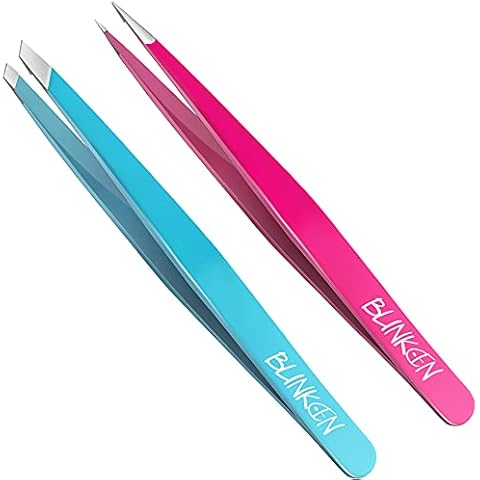 Tweezers for Eyebrows,Blinkeen 2 Pack Tweezer Set,Precision Tweezers for Ingrown Hair/blackhead/craf/splinter,Professional Eyebrow Tweezers. Cover