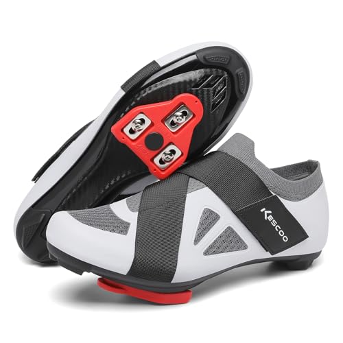 Image of KESCOO Unisex Cycling Shoes Compatible with Peloton Bike & SPD Indoor Outdoor Road Bike Cycling Shoe for Men Women, 1 Hook and Loop Strap, with Delta Cleats