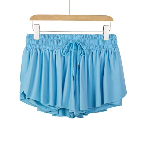 Image of Flowy Athletic Shorts for Women Gym Yoga Workout Running Biker Spandex Butterfly Tennis Skirts Cute Clothes Summer