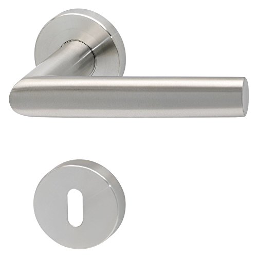 Preisvergleich Produktbild SOLIDO 1426-2220-2221 Drückergarnitur Vaduz mit Rosetten BB (Buntbart), Edelstahl