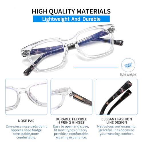 Image of Reading Glasses Blue Light Filter Glasses Stylish Reader Optics Anti-Blue Vision Aid for Women Men Quality Spring Hinge Reading Aid 1.0X BM672