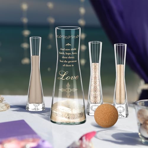 Irenare Unity Sand for Wedding Ceremony Set Include Ceremony Vase, Sand, Cork Stopper for Weddings Engagement Anniversary(Christian)
