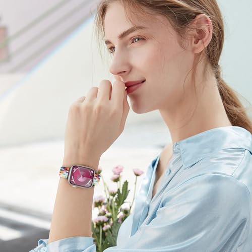 Image of Slim Braided Bands for Apple Watch Band 40mm 41mm 42mm 38mm 46mm 44mm 45mm 49mm Women,Stretchy Solo Loop Nylon Elastic Thin Narrow Skinny Strap for iWatch Ultra 3 SE 3 Series 11 10 9 8 7 6 5 4 3 2 1