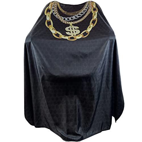 Pelocapa Barber Cape for Men Hair Cutting Salon Cape with Snap Closures Waterproof Professional Large Barber Hairdresser Cape- 63”× 56” (Dollar Chain) - Thumbnail 5