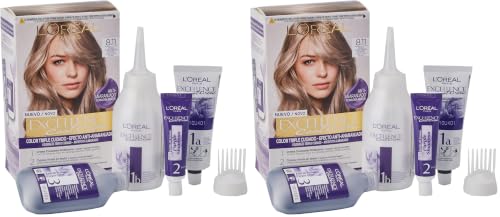 L'Oreal Paris Excellence Cool Creme Tinte Permanente, Aromático, Tono 8.11 Rubio Claro Ceniza, 260 g (Paquete de 2)