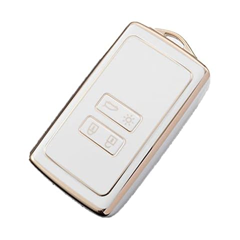 AULESSE TPU Full Gold Edge Protection Car Remote Key Cover For Ren-ault Captur Megane Talisman Espace Clio Zoe Koleos Scenic 4 Arkana Dacia Sandero Card(White) Cover